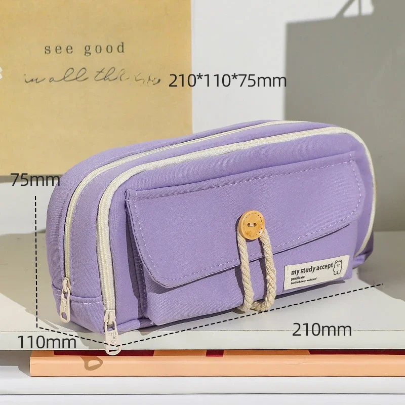 Pencil Case Large Opening Capacity Student Supplies Pencil Bag Cosmetic Travel Handbag Cute Convenient Canvas Pencil Case Pouch