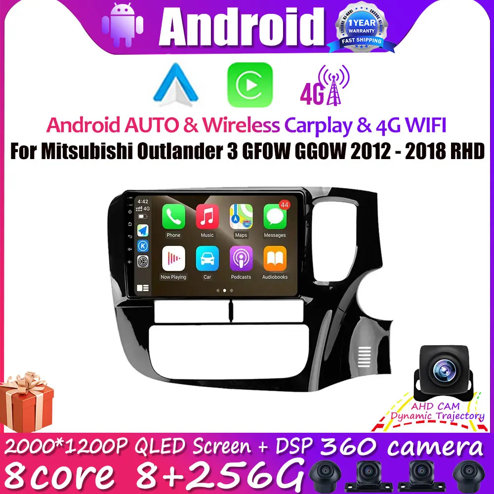 

For Mitsubishi Outlander 3 GF0W GG0W 2012 - 2018 RHD HD 9" IPS Screen Car Radio Multimedia Video Player BT SWC Carplay GPS Navi