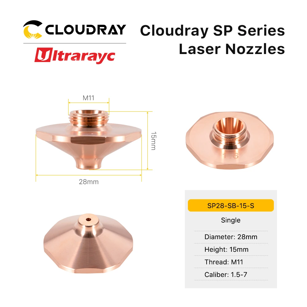 Ultrarayc D28 Nozzle for DAZU Dia.28mm H15 M11 Single Layer High Speed for SP Series Laser Cutting Nozzle Caliber 1.5 to 7.0mm