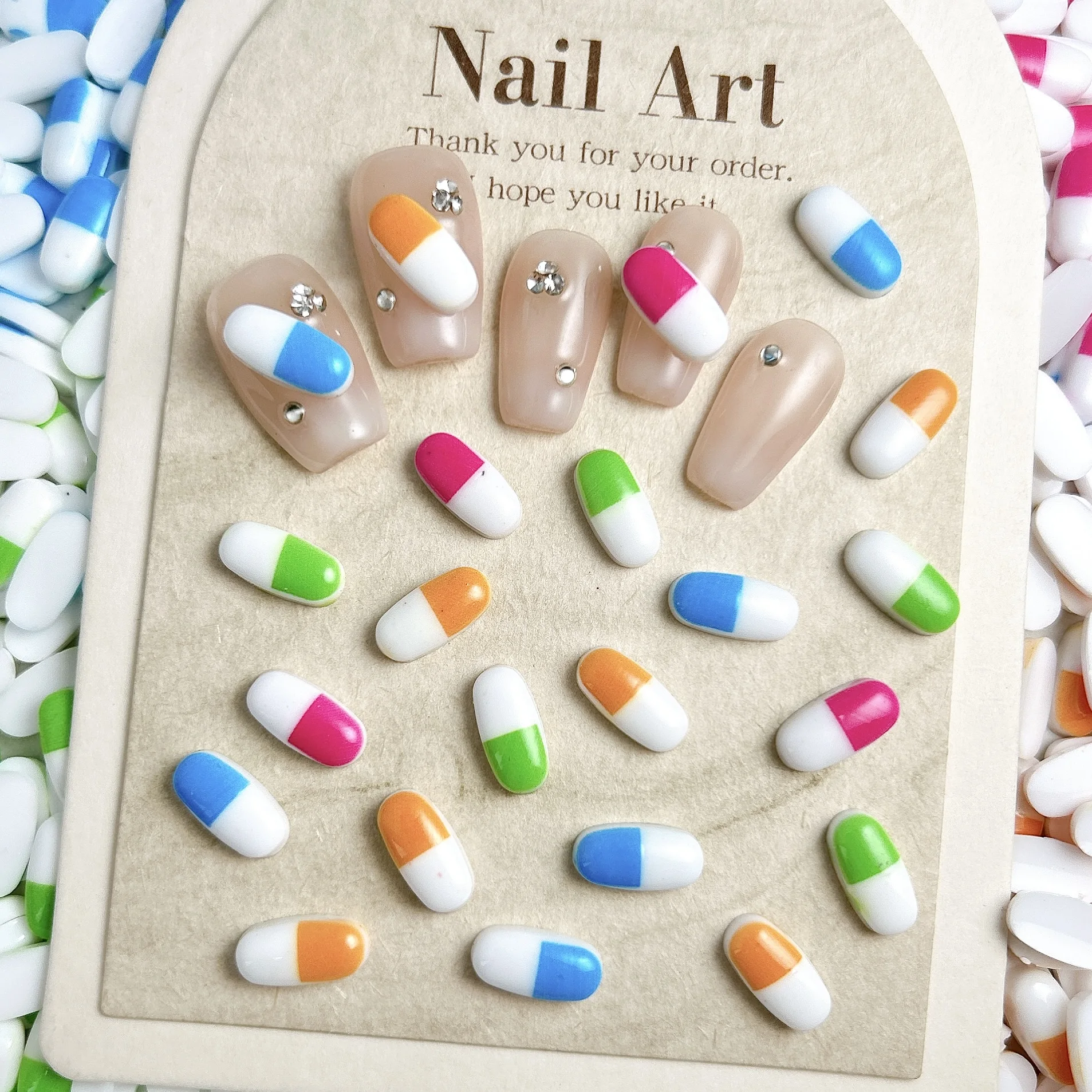 30 قطعة مبتكرة مقلد مضيئة كبسولة مسمار الفن زينة رائعتين الملونة حبة الراتنج مسمار السحر DIY بها بنفسك أجزاء مانيكير #1