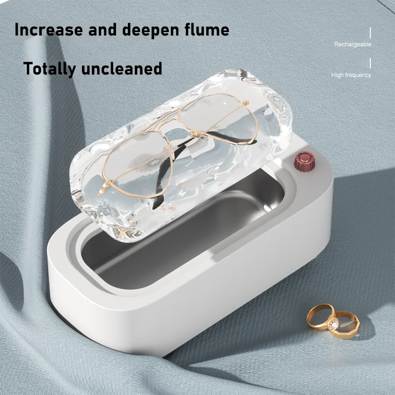 

50kHz Ultrasonic Cleaning Machine, One-Key 3-Speed Deep Tank, Rechargeable Portable for Glasses Jewelry Dentures