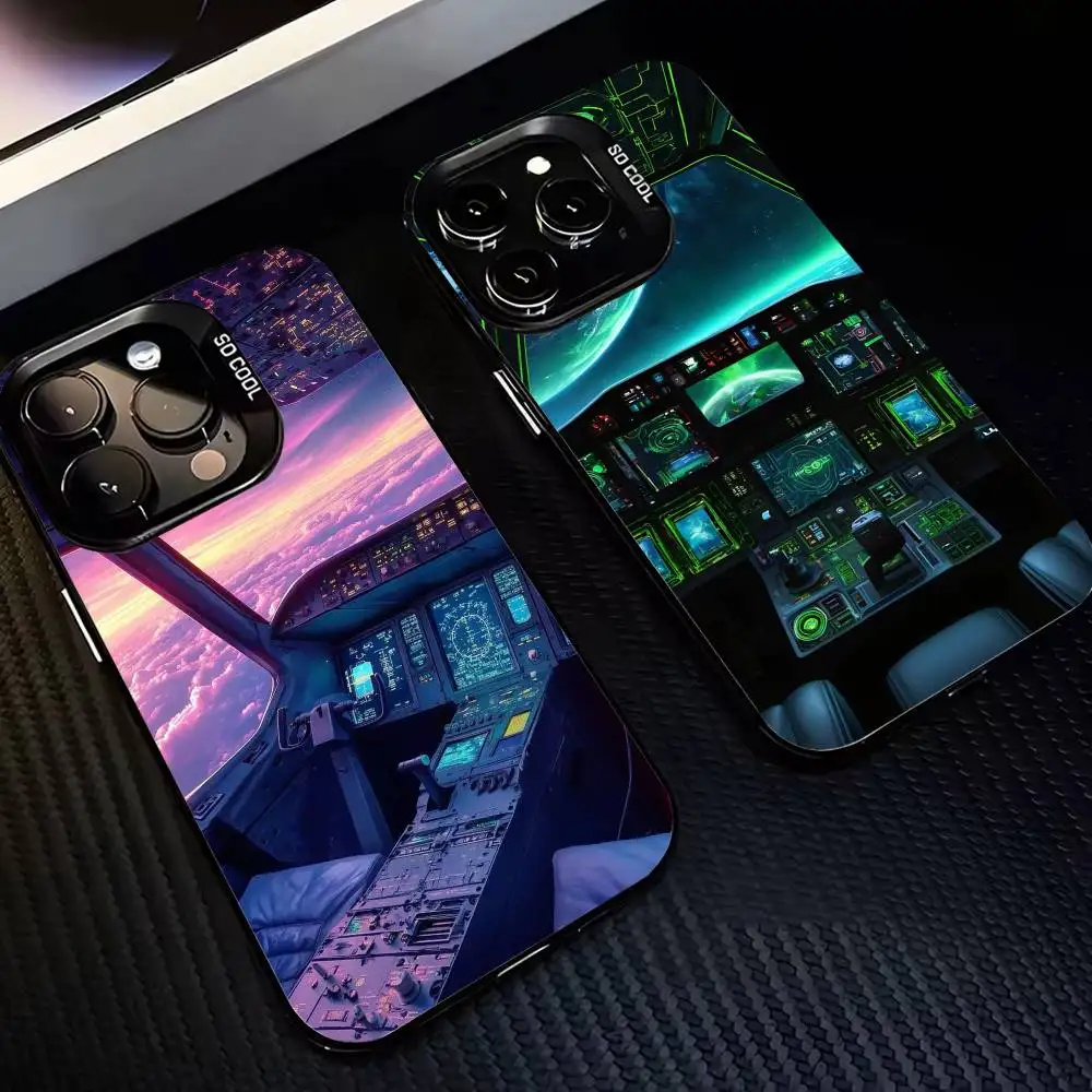 

Main engine cockpit Phone Case For iPhone17,16,15,14,13,12,11 Plus,Pro Max Black Border Silver Plated Cover