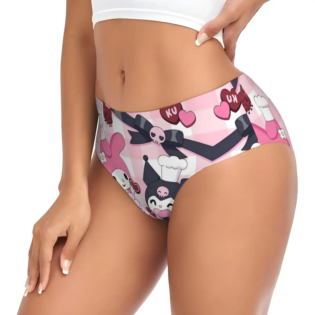 Custom Kuromi Animes Cartoon Kawaii Brief Panties for Women Breathable Stretch Classical Underwear