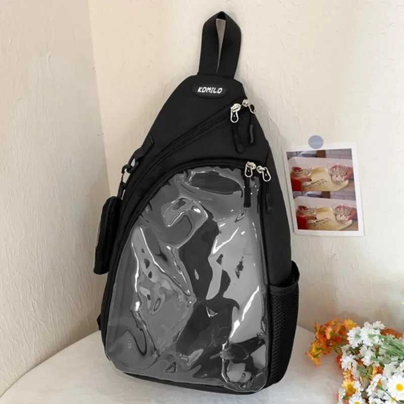 Y2K Forest Crossbody ItaBag Cute Girl Transparent Layer Badge Chest Bag Class Casual Commute Girl Single Shoulder Bag Itabag New