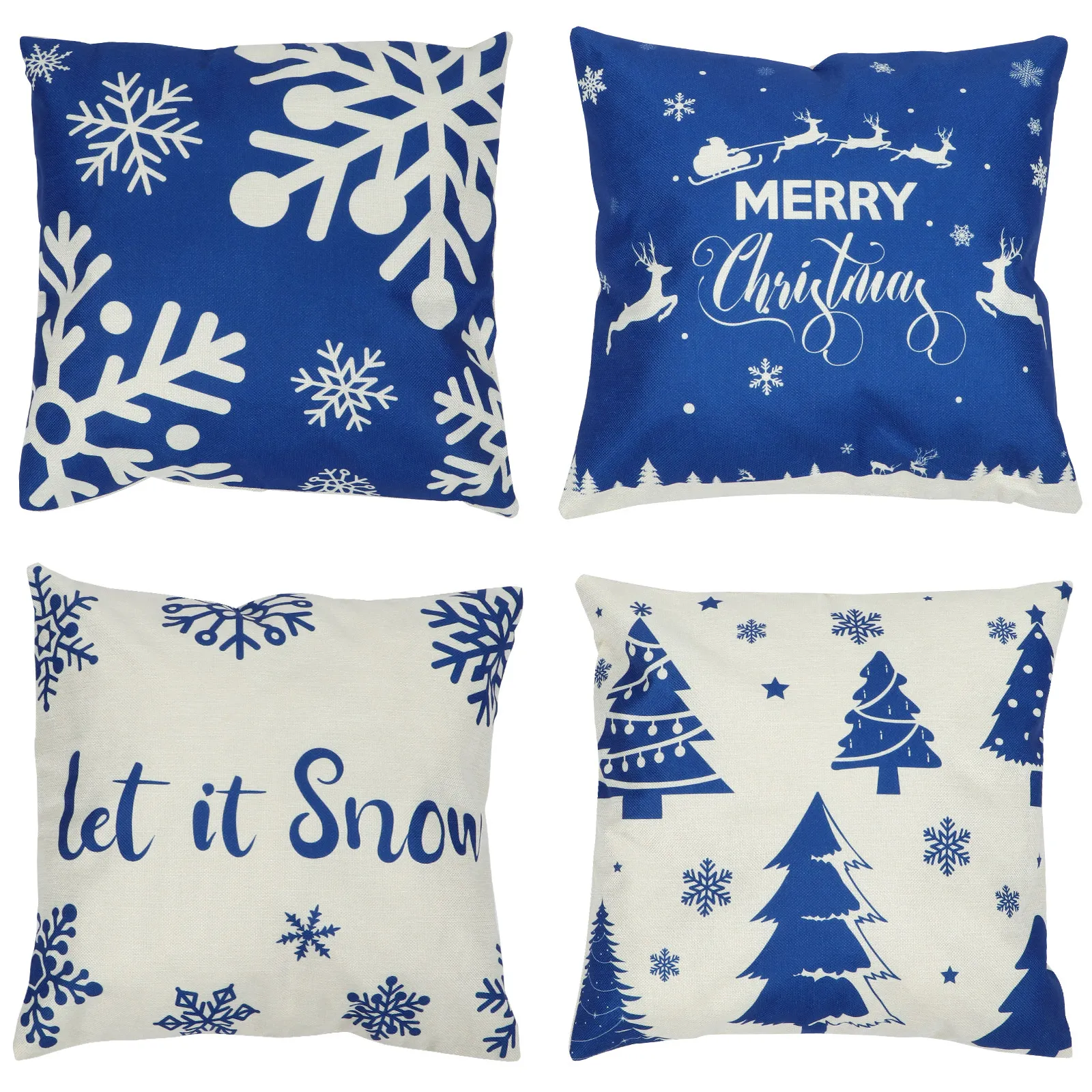 

Christmas Snowflake Pillowcase Linen Cover Bright Color Patterns Festive Atmosphere Sofa Bedroom Decor Holiday Gift