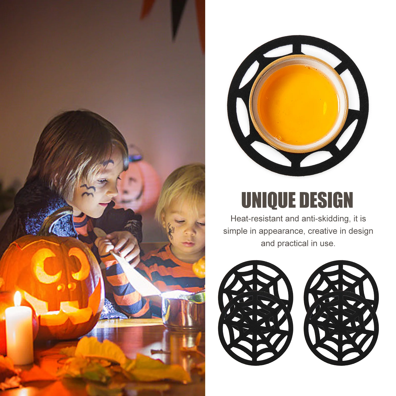 

12Pcs Mat Halloween Themed Thick Heat Insulation Placemat Party Table Decor Halloween Place Mat