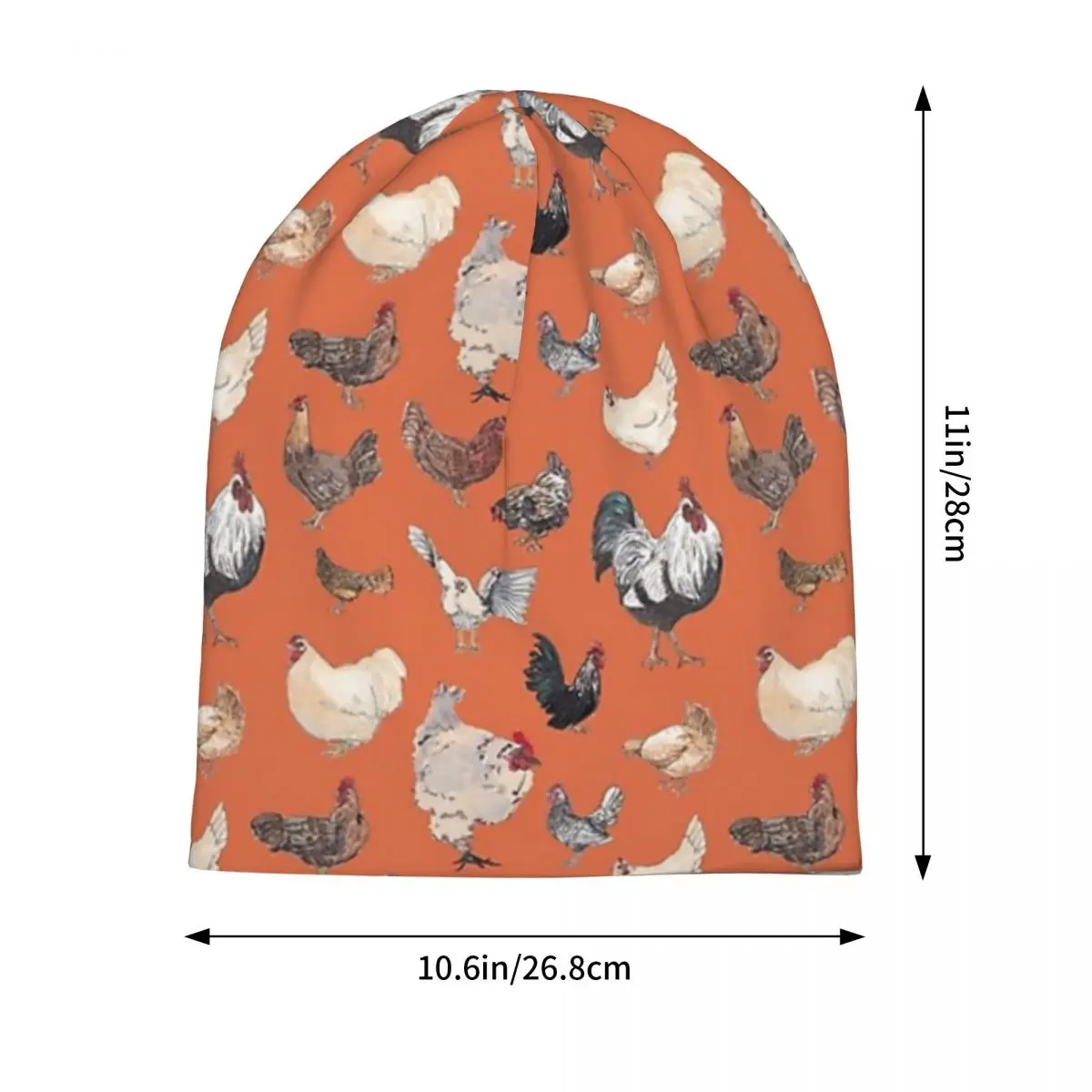 الدجاج سعيد في العميق البرتقالي Skullies Beanies القبعات الدافئة الخريف الشتاء في الهواء الطلق قبعة محبوك قبعات بونيه للجنسين الكبار
