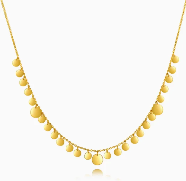 

18k real gold necklaces for women karat gold sequin chains glitter necklace