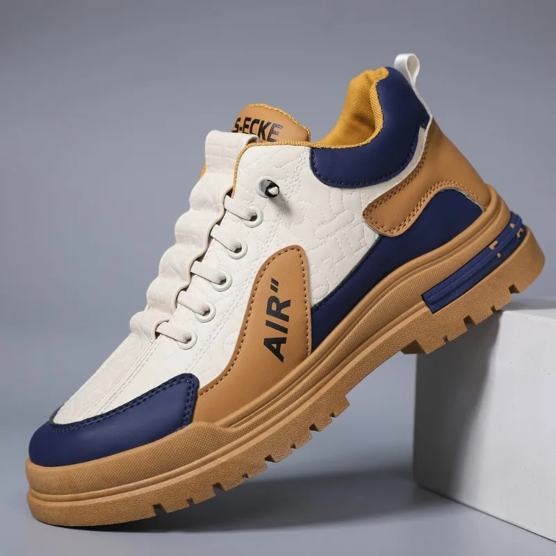 

2025 Men's Casual Shoes Classic Loafers Anti-slip Platform Male Leather Sneakers Comfortable Lace Up Flat Outdoor Tennis Shoes