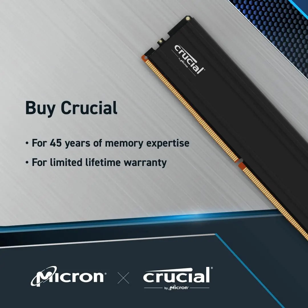 Crucial Pro RAM 32GB Kit (2x16G) 48GB (2x24G) 64GB (2x32G) DDR5 5600MT/s (o 5200MT/s o 4800MT/s) memoria de escritorio para juegos, 16G, 24G