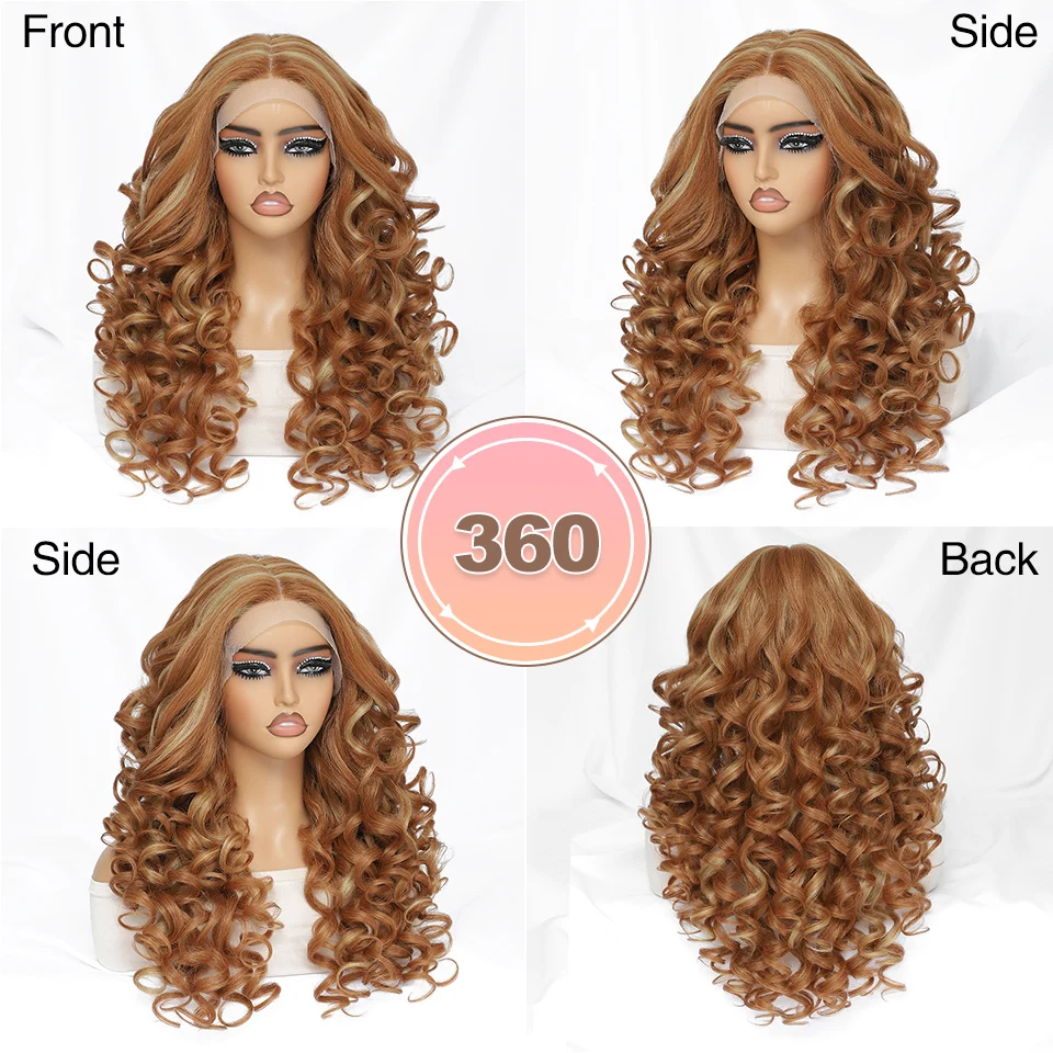 Black Brown Curly Wig Synthetic Lace Front Wigs For Women Blonde Orange Female Lace Wig Daily Use 13X4X1 Cosplay Hair