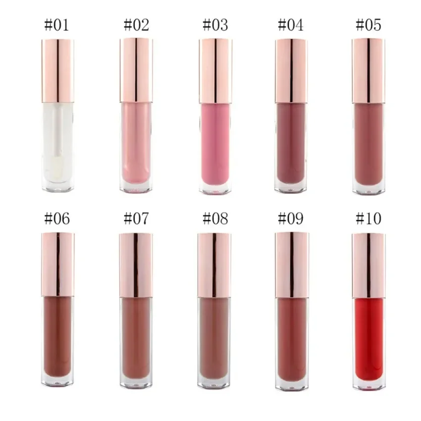 Private Label 10colors Moisturizing Lipgloss Hydrating Plumping Watery Easy To Colored Nourishing Liquid Lipstick Bulk Makeup