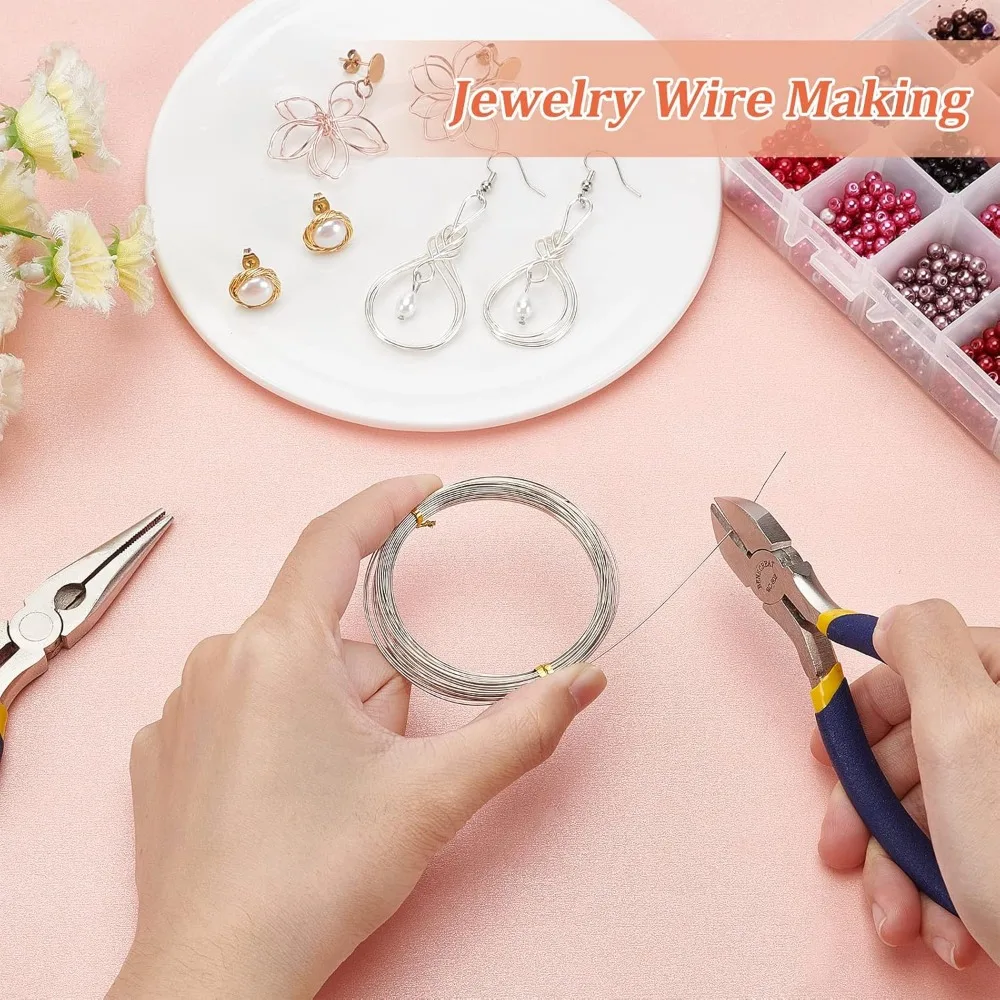 20Feet Nickel Silver Wire Half Round Craft Wire, 23 Gauge White Copper Beading Wire for Jewelry Making, Wire Wrapping, DIY Arts