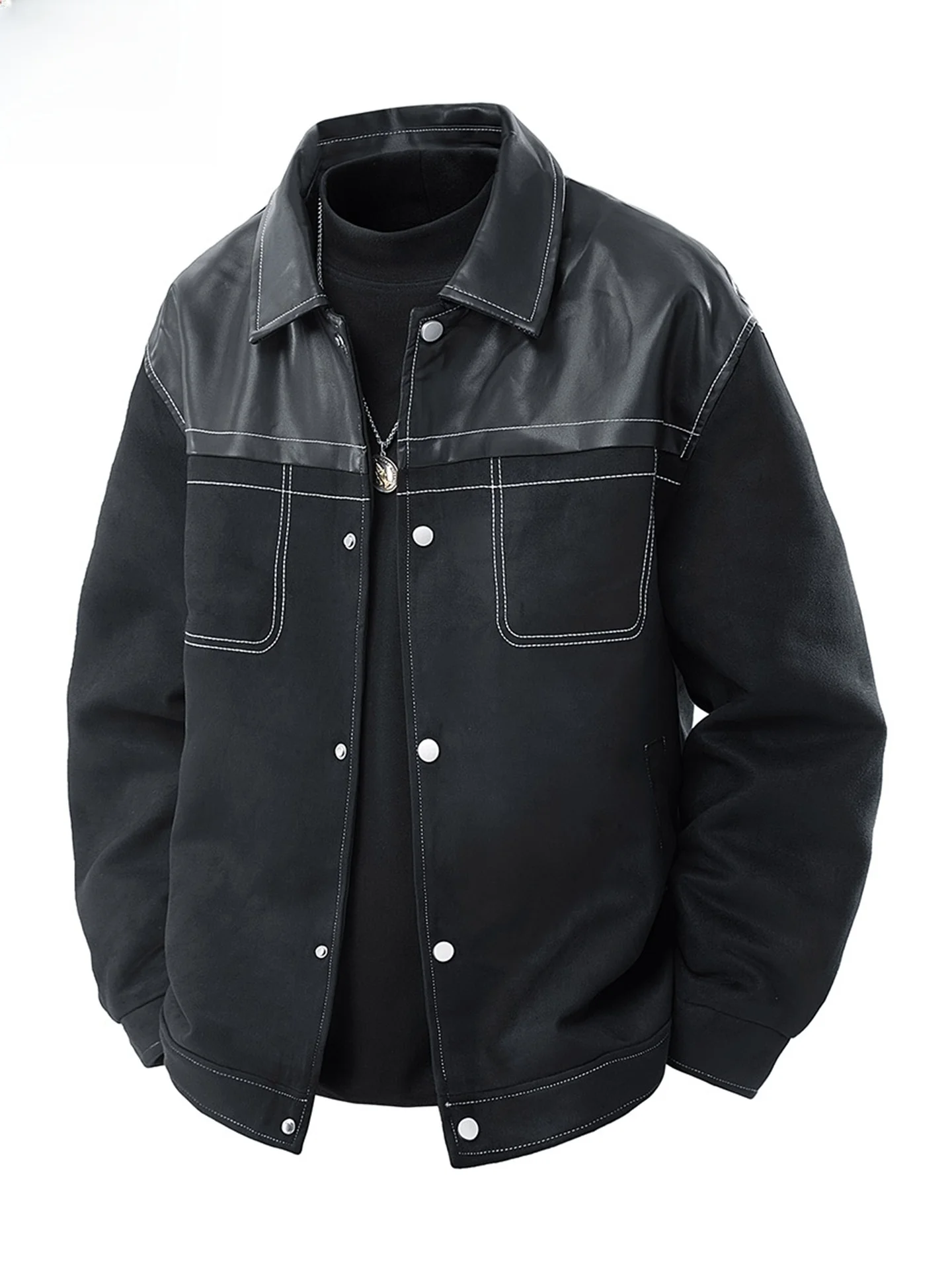 

Мужская замшевая куртка, повседневная куртка с лацканами, модная весенне-осенняя верхняя одежда из полиэфирного волокна, длинная све, молодежная активная одежда