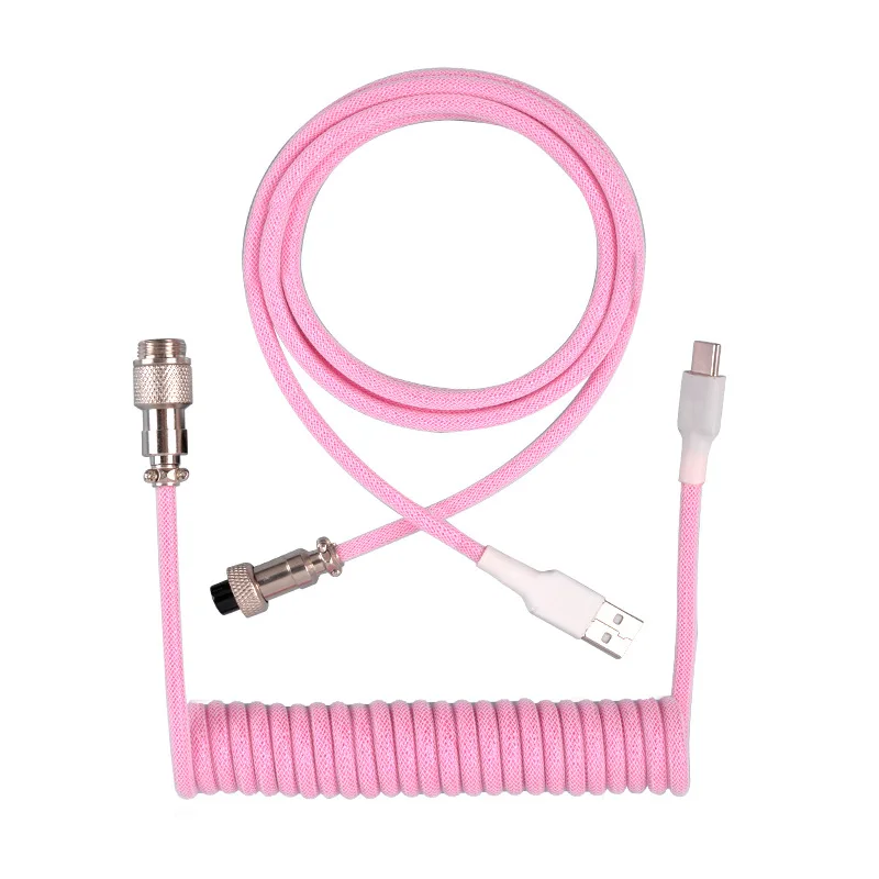 Multicolour Detachable Mechanical Keyboard Cable Navigation  Data Cable Aviation Plug Spring Cable Computer Keyboard Cable
