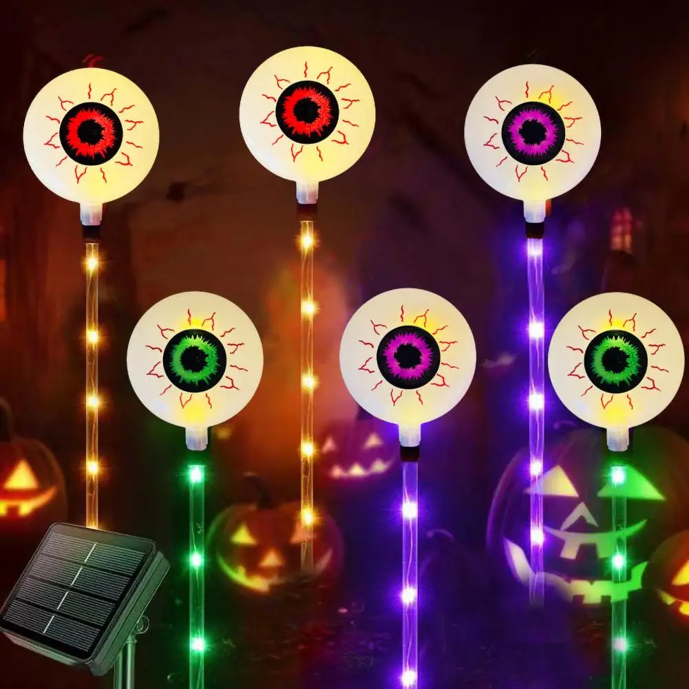 Lampu Taman tenaga surya dekorasi hantu Halloween lampu jalur labu berubah warna tenaga surya 6 buah Ip65 tahan air luar ruangan