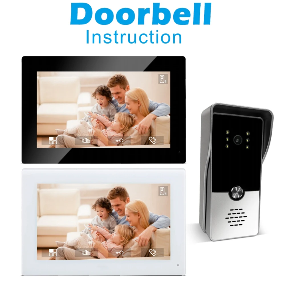 7inch Color Wired Video Intercom System Visual Doorphone Camera Video Doorbell Door Phone Kits for Home IP Villa Apartment M72T