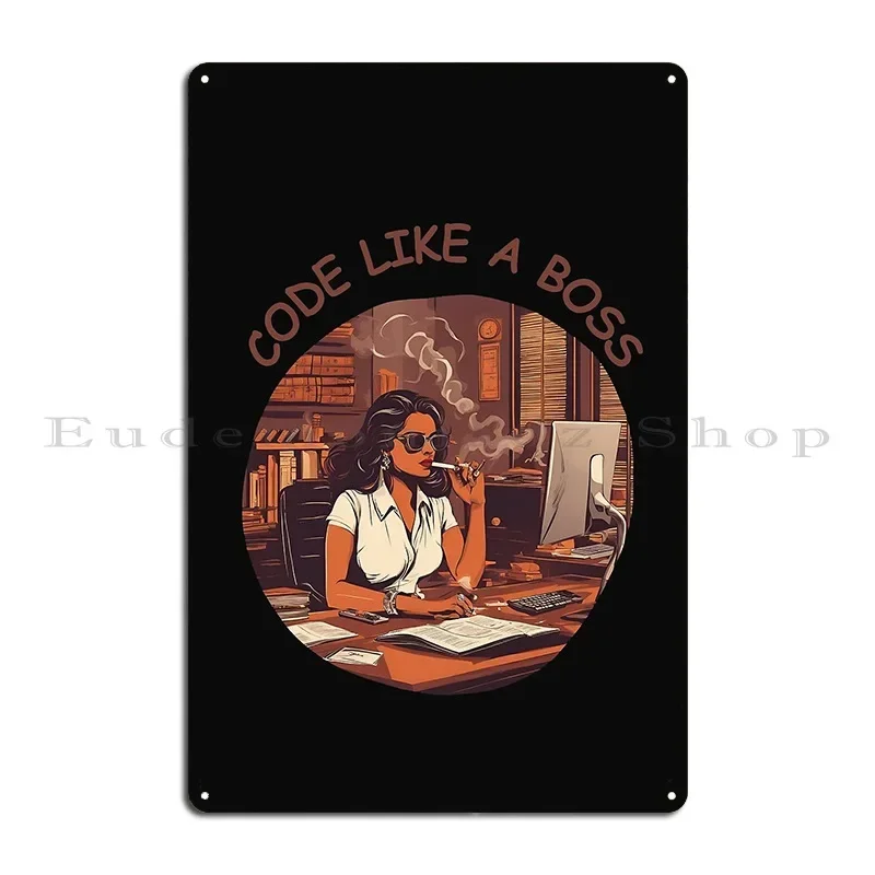 Металлическая табличка-постер «Code Like A Boss Lady» для кинотеатров, дизайнерских клубов, пабов, баров, домашних кинозалов, жестяная вывеска-постер
