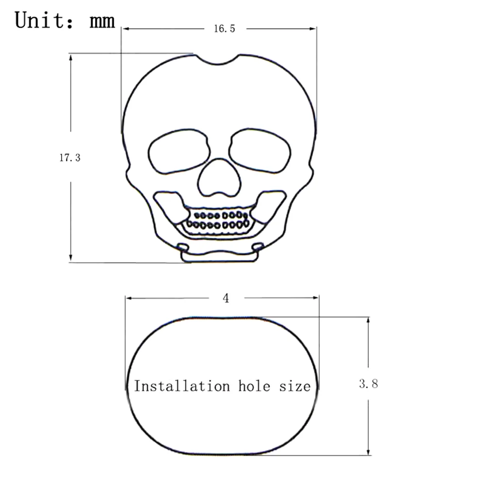 6 Stück Gitarren-Knopfgriffe in Totenkopfform aus Metall für Folk-, E- und Akustikgitarren – Detail 16