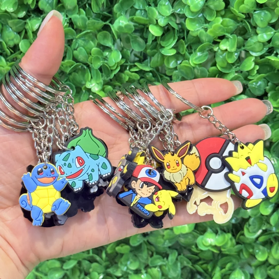 1-18 قطعة الكرتون Miniso بيكاتشو بولي كلوريد الفينيل لينة المفاتيح حلية قلادة لمفتاح التحكم مفتاح فوب القرطاسية المدرسية عطلة الحاضر #3