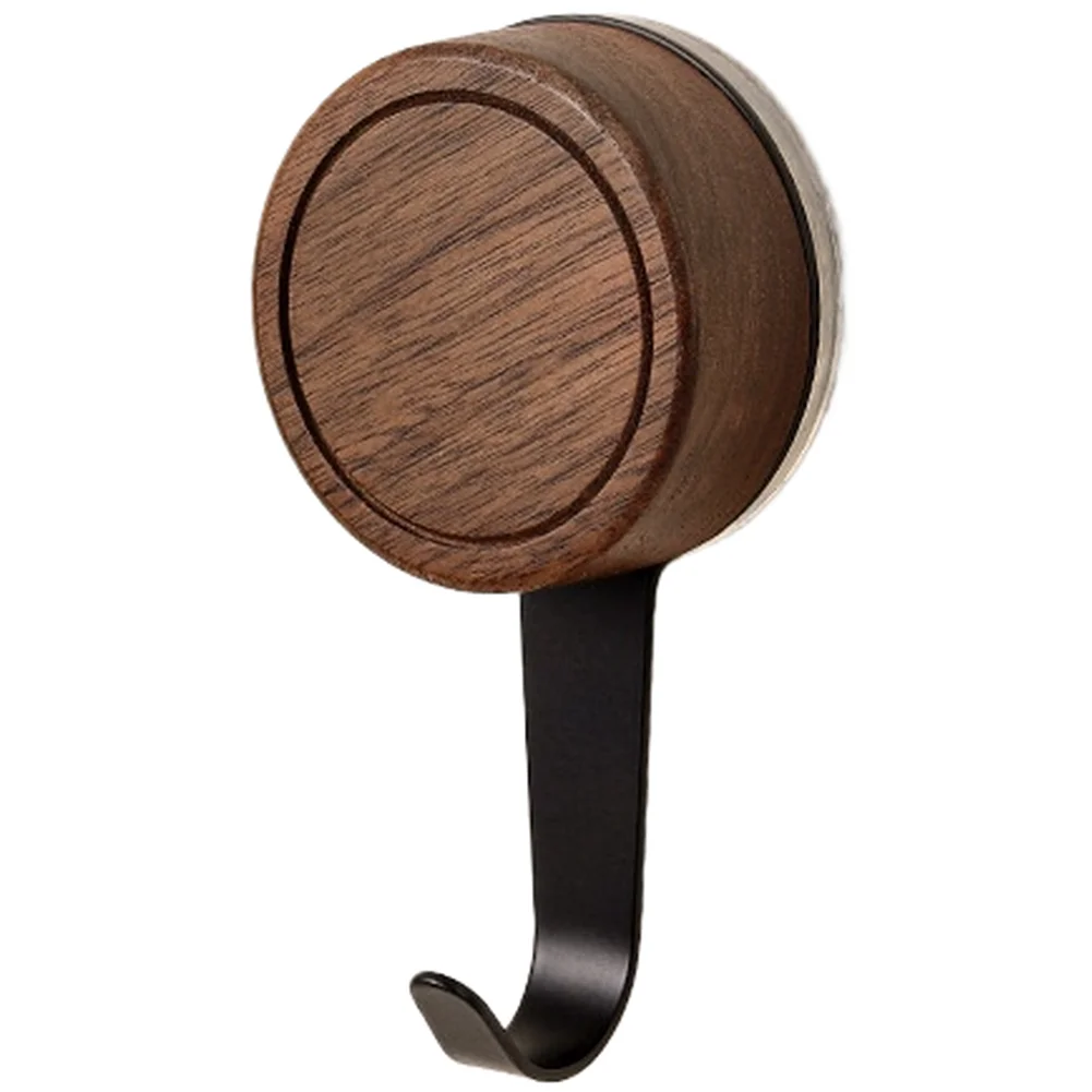 Multi-Use Walnut Wood Suction Cup Hook No Drilling Required Strong Hold Up to 5kg for Bathroom and Closet Hanging Needs