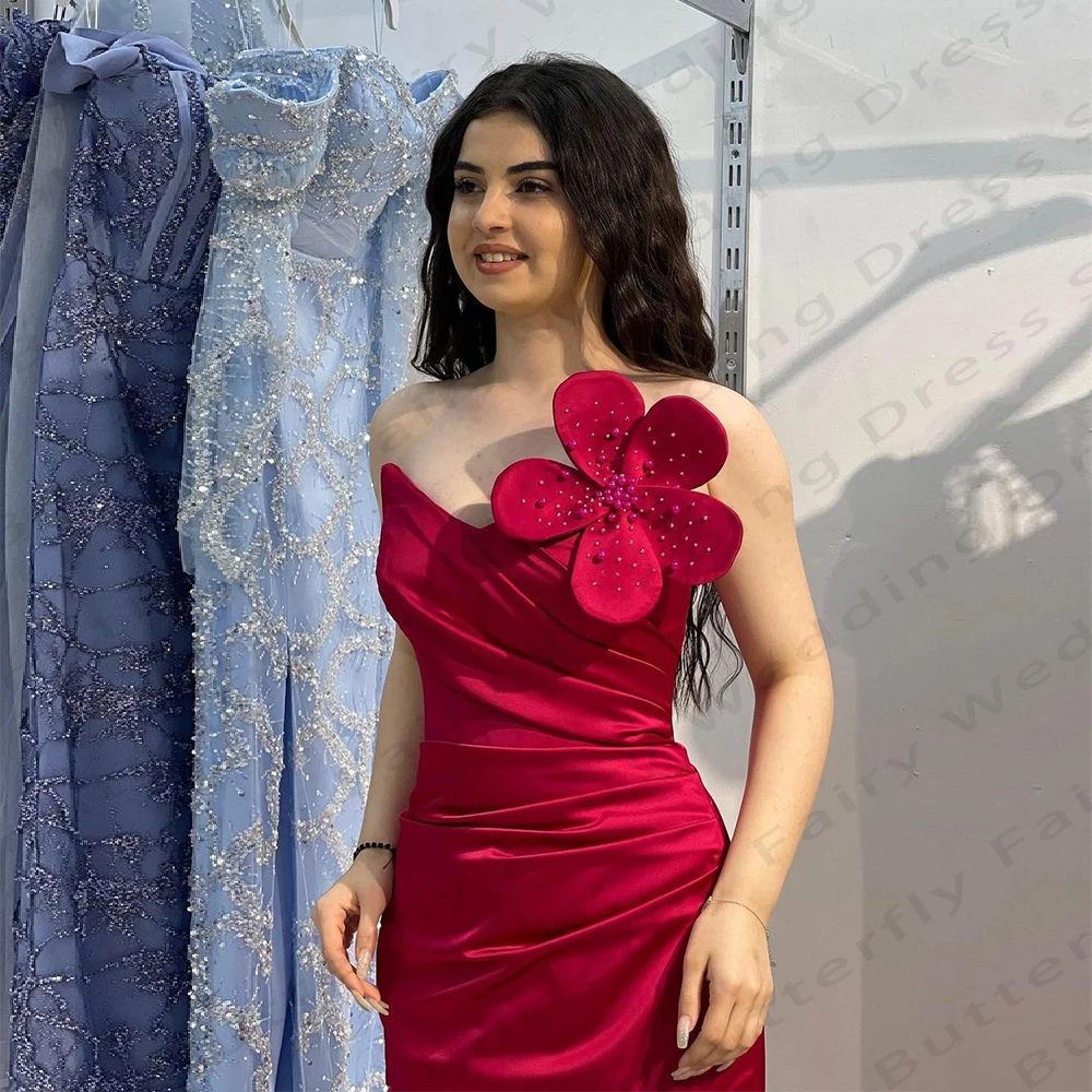 Gorgeous Burgundy Women's Evening Dresses Maple Leaf Shoulder Elegant Princess Mermaid Prom Gowns Formal Beach Party Dress Robe