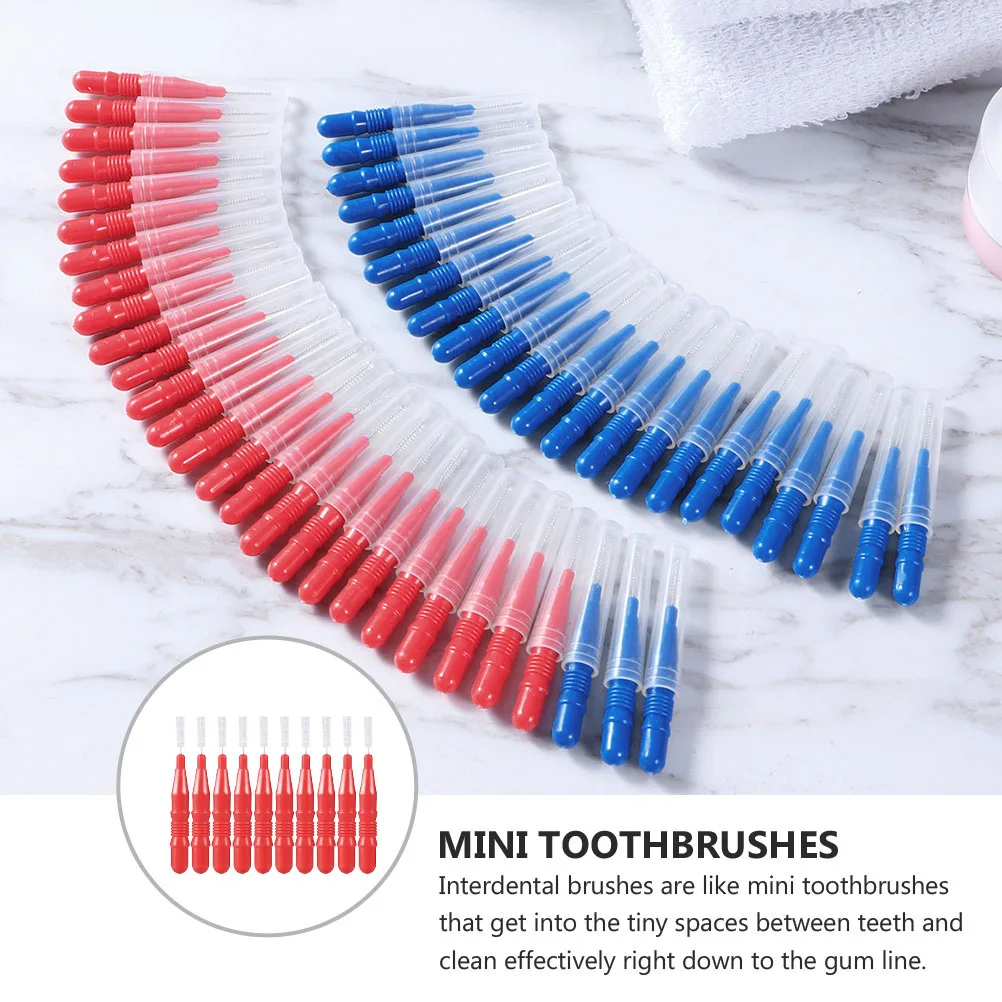 

50 pcs 3mm Red Interdental Brush Oral Care Tool Teeth Cleaning Toothpick Plaque Removal Floss Supplies Family Use