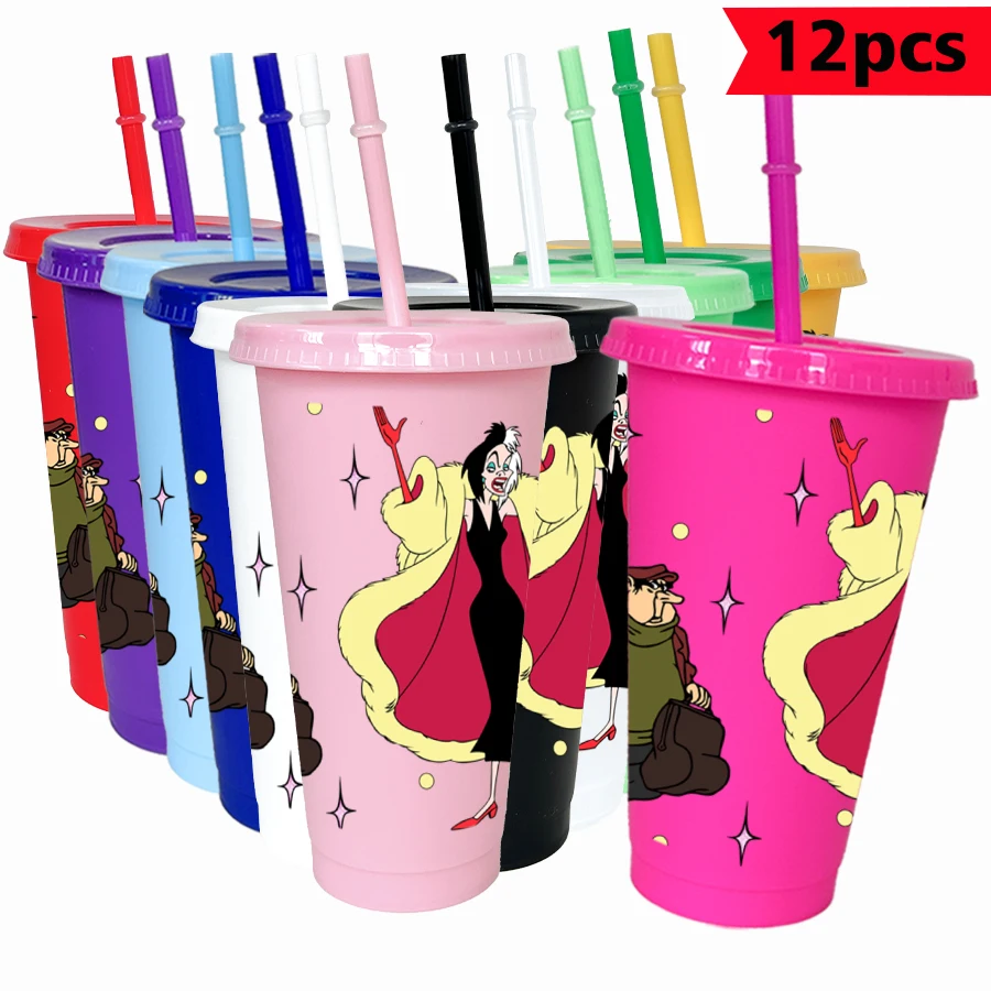 

12PCS/pack Disney, leather woman,26oz multi-color plastic water cup party drinking utensils birthday/back to school gift