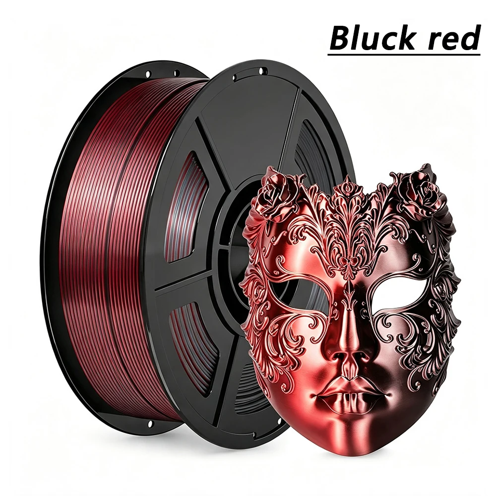 Filamento per Stampante 3D PLA Seta Nero Rosso 250g 500g 1Kg 1.75mm, Materiale per Stampante 3D, Filo in Confezione Sottovuoto