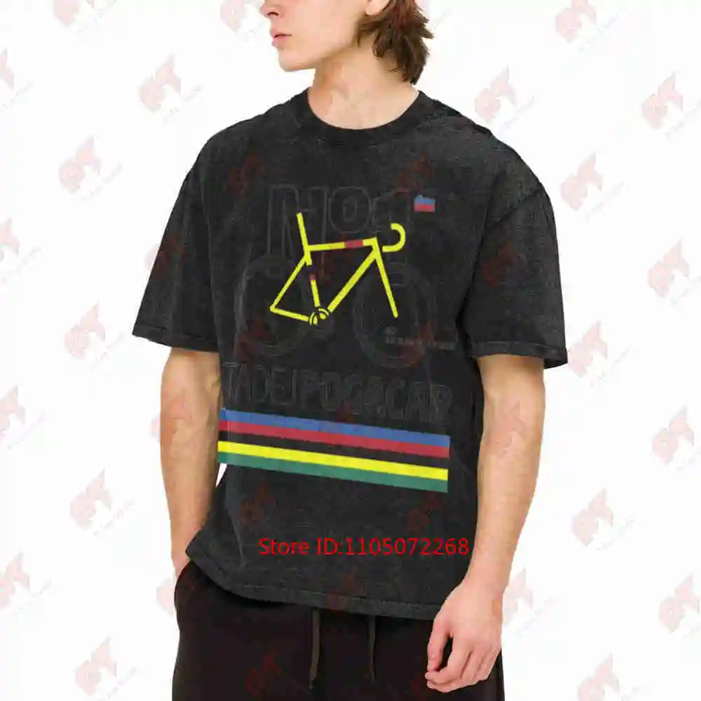 Tadej Pogacar Replica Jersey Slovenian Flag Number 11 Vintage Washed Tee Pure Cotton T-Shirt