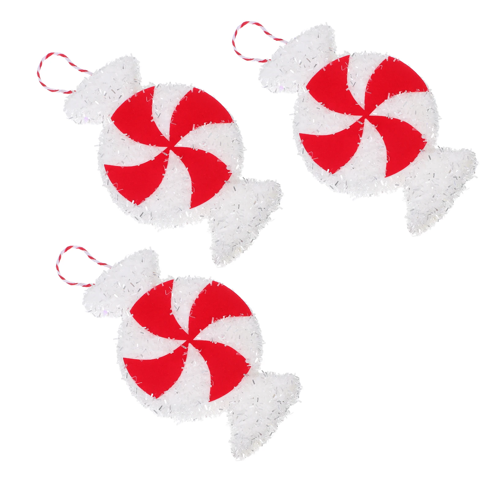 

3Pcs Large Foam Candy Ornaments Red Design Christmas Hanging Decor for Party Home Shop Cafe