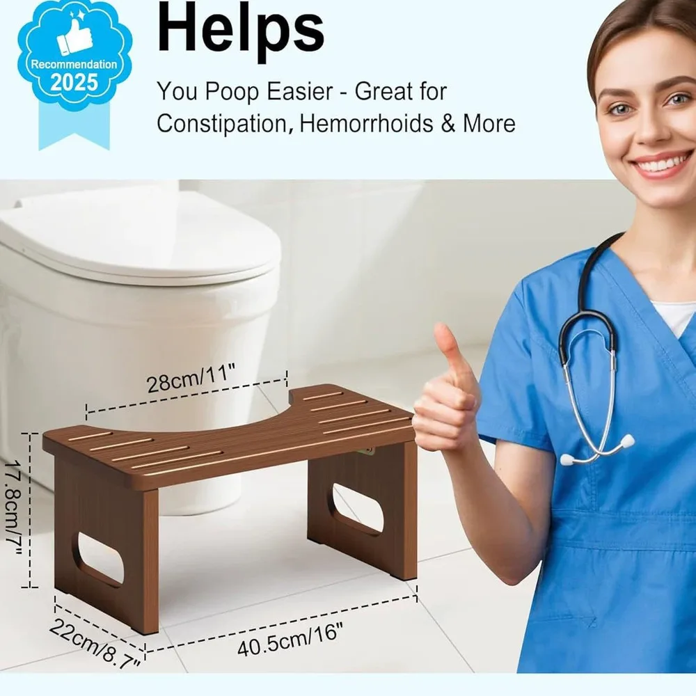 Foldable Bamboo Adult Toilet Stool, Non-slip Squatty Potty Stool, Relieve Constipation Bloating, Improve Intestinal Health