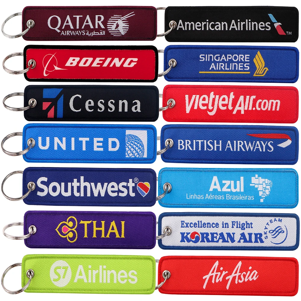 Aircraft Logo Styles Key Chain for Motorcycles Embroidery Key Fobs Holder Key Ring Airplane Jet Tag Key Tag Accessories