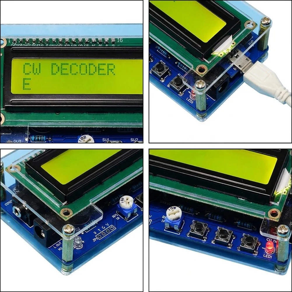 USB-Powered For CW Decoder Kit with Clear LCD Display for Morse Code Training Includes Buzzer and External Key Interface