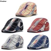 Plaid Patchwork Newsboy Caps Blend Cotton Baseball Cap British Berets Men Flat Painters Hat Vintage Driving Cabbie Hats