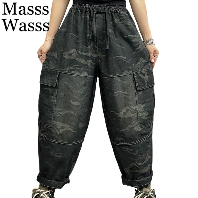 

Mass Wasss, осенние европейские женские брюки, камуфляжные повседневные модные джинсовые брюки, классические винтажные роскошные эластичные джинсы для фитнеса