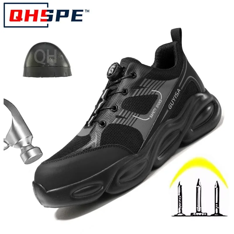 

2025 new rotary buckle lightweight safety shoes anti-smash anti-puncture not tired feet work protective shoes for men