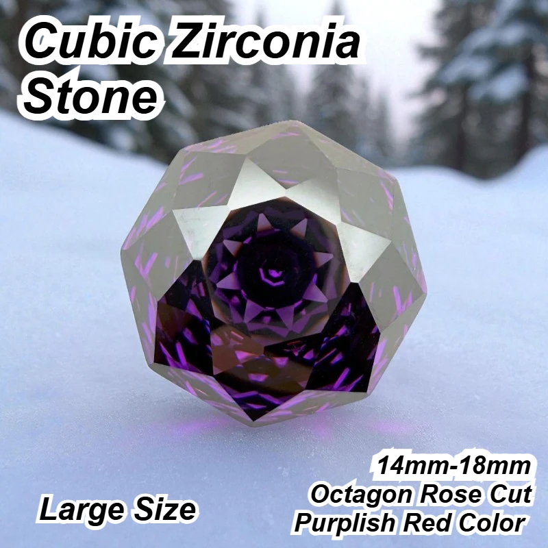 

Cubic Zirconia Stone Octagon Rose Cut Purplish Red Color 14mm-18mm Loose Stones Used for DIY Jewelry Making Inlay Main Materials