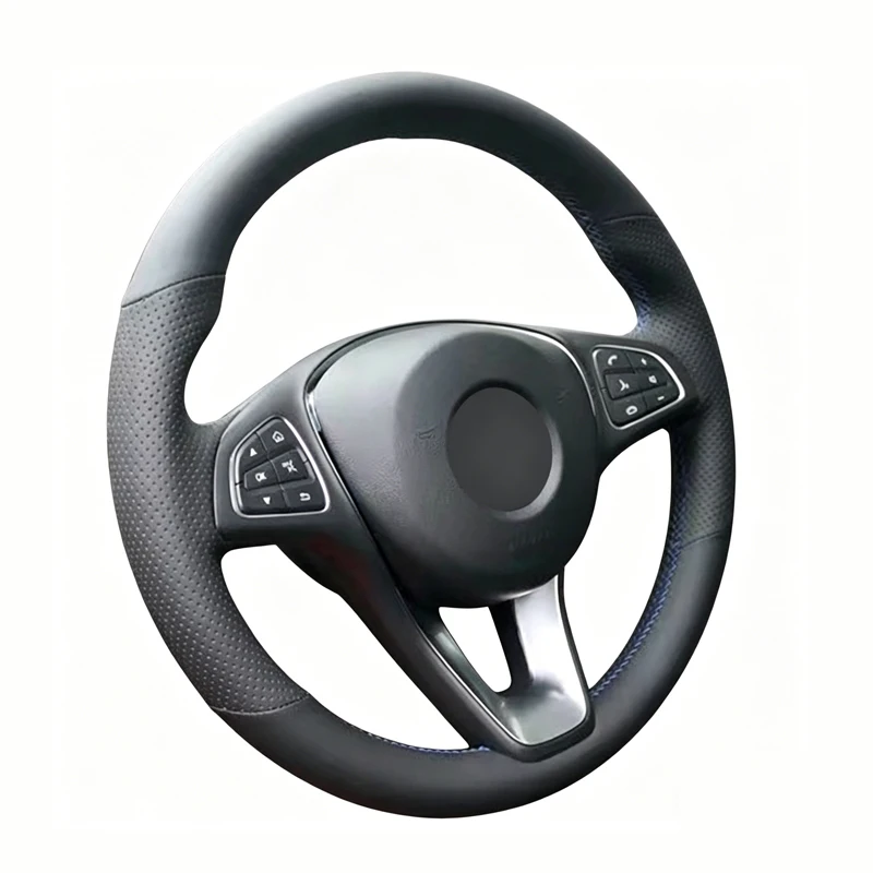 Car Steering Wheel Cover for Mercedes Benz W176 W246 W205 C117 C218 X218 W213 X156 X253 W166 X166 EQV W447 Leather Hand-Stitch