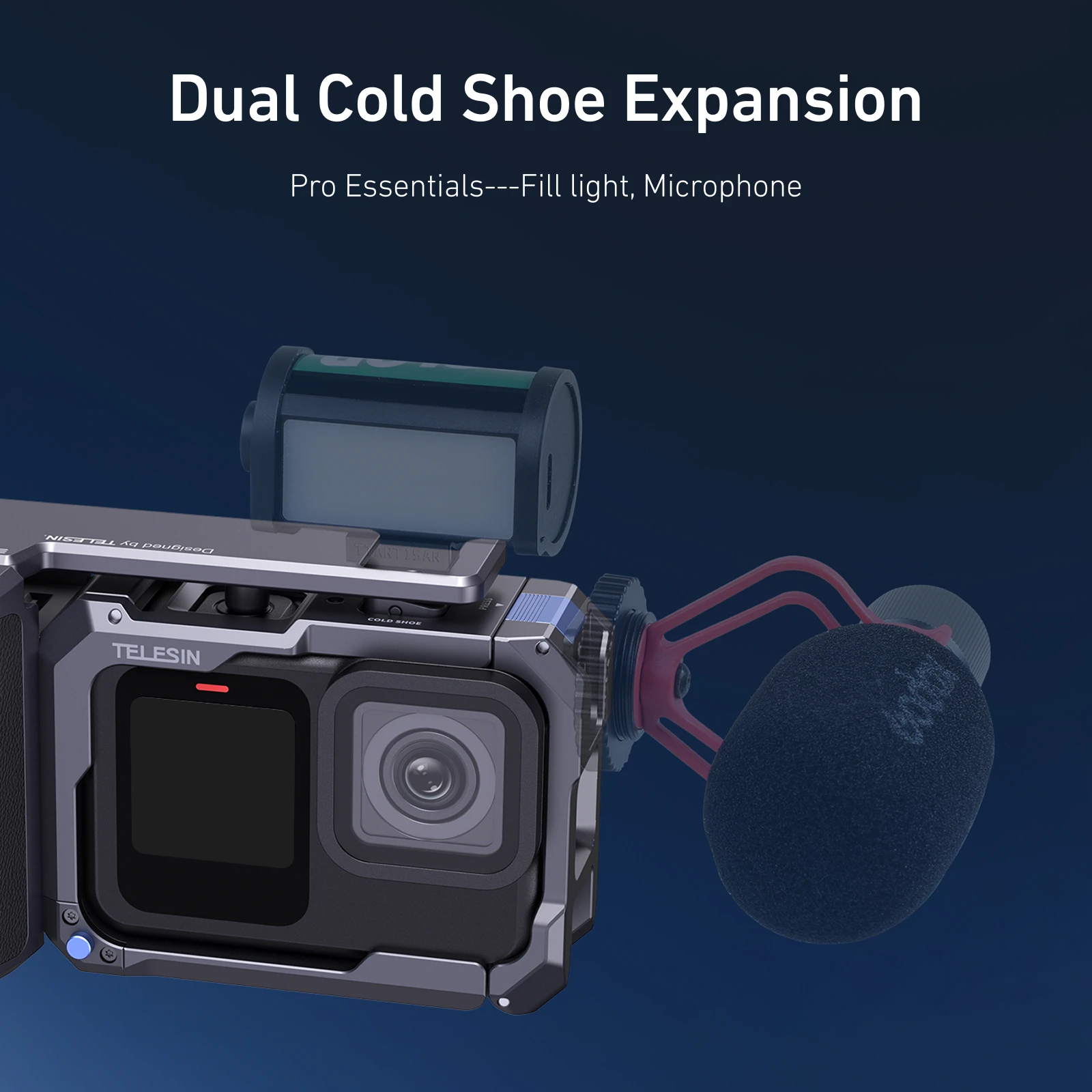 TELESIN Hand Grip Aid Remote Control StreetGrip Kit Rabbit Cage Set For Gopro 13 12 11 10 9 Accessories Dual Cold Shoe Adapter