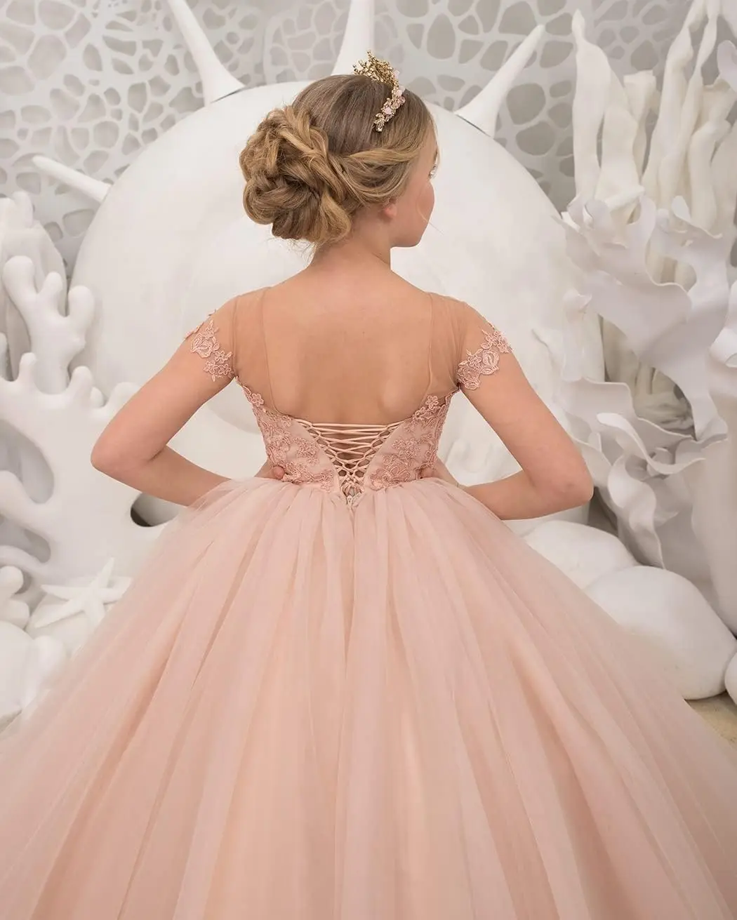 فساتين حفلات للفتيات من الدانتيل من التول بطول الأرض فستان فتاة الزهور لحفلات الزفاف فستان فتاة للحفلات الراقصة #5