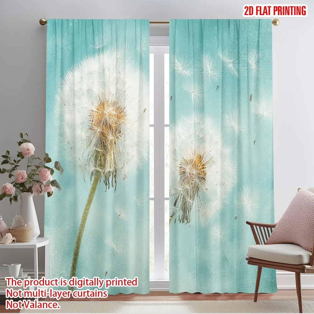 2pcs,2D plane printing Curtain Fabric Whispering Puffs 100% Polyester (without rod) Decorations Inside Ldeal for Living Room &