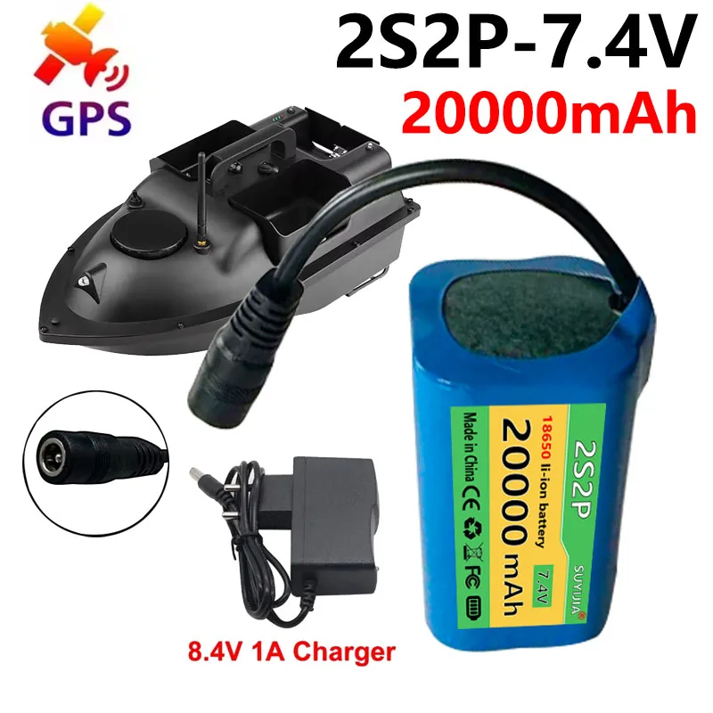 Used for Remote Control/GPS Fishing Bait Boat Battery V020 D19 V801 V18 2S2P 7.4V 20Ah Lithium-ion Battery with Long Endurance