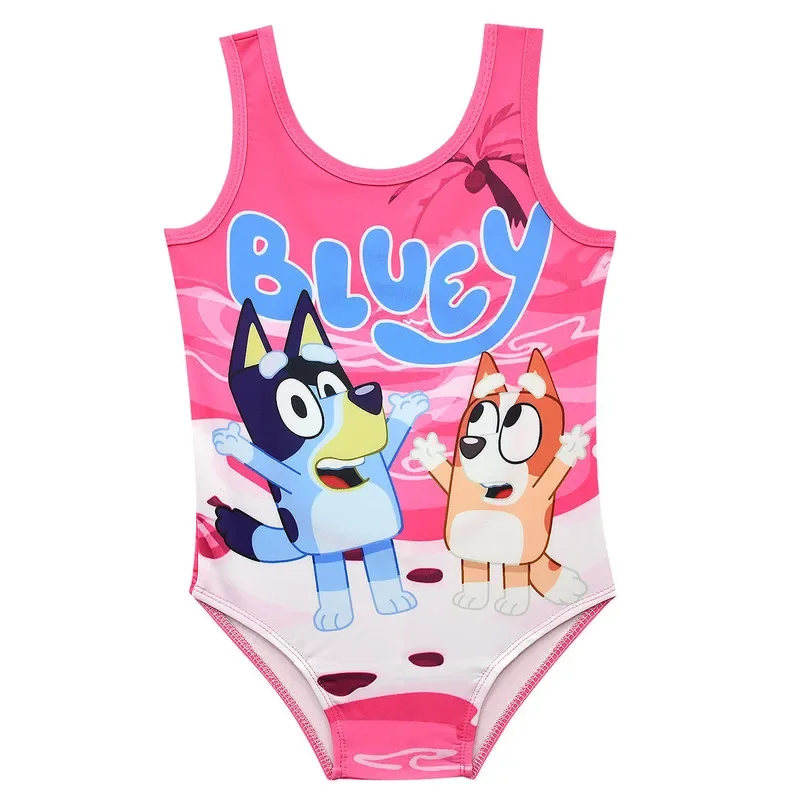 Bluey Swimsuit Cartoon Pattern One-piece Swimsuit Summer Children\'s Swimsuit Girls\' Vest One-piece Swimsuit Back Hollow Design