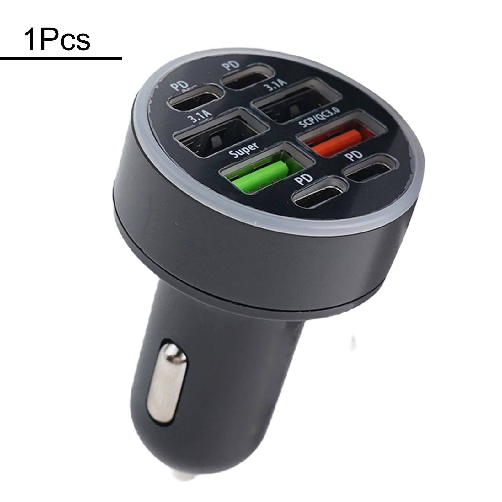 36W Car Charger 4 USB Ports Super Fast Charging With Digital Display Quick Charging Adapter For Mobile Car Phone Charger