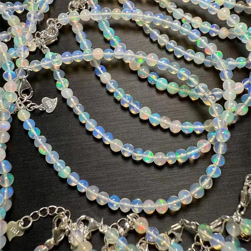 

3.8MM Natural Colored Opal Bead Bracelet Jewelry For Women Healing Fengshui Stone Holiday Gift 1PCS