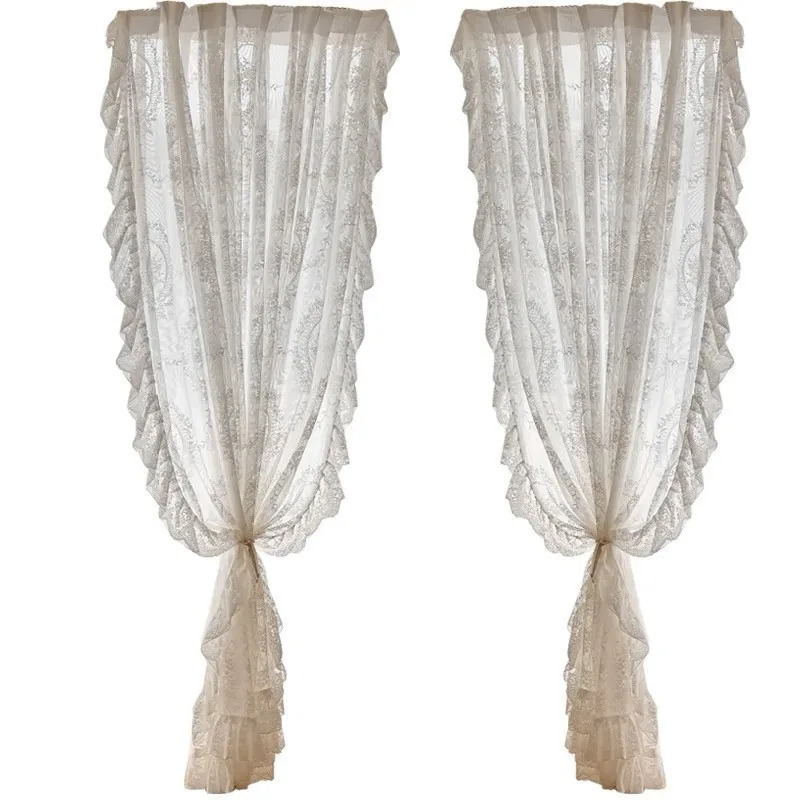 French window screen ruffle leaf curtain living room bedroom