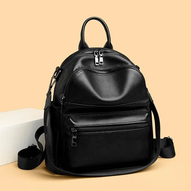 New Fashion Genuine Leather Women Backpacks Luxury Brand Female Real Natural Leather Ladies Girl Student Casual Backpack