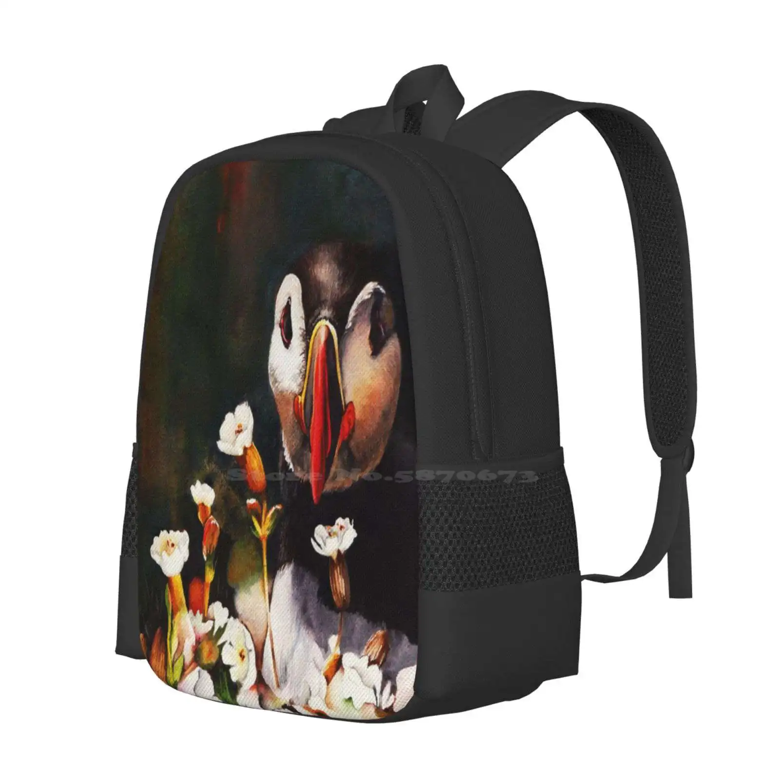 In Your Face School Bags For Teenage Girls Laptop Travel Bags Puffin Nature Wildlife Sea Bird Watercolour