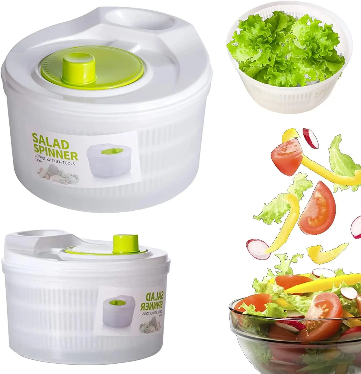 

Salad Spinner Lettuce Greens Washer Dryer Drainer Strainer for Leafy Vegetables Kitchen Tool